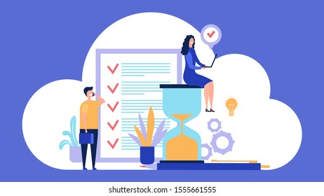 Time management concept. Effective management. Organizing work process vector illustration