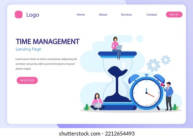 Time management concept, Flat vector template Style Suitable for Web Landing Page, Background.