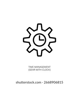 Time Management Concept Gear with Clock Icon