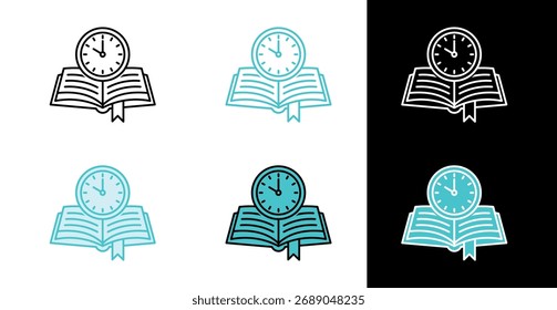 Icono de concepto de gestión del tiempo para exámenes y estudio en línea y estilo de relleno