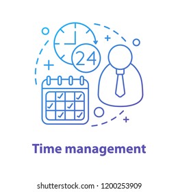 Time management concept icon. Working hours idea thin line illustration. Timetable. Business calendar and schedule. Vector isolated outline drawing