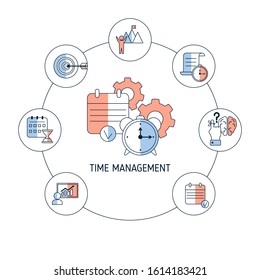 Time management concept with icons. Vector illustration.