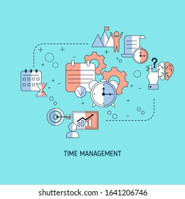 Time management concept with icons. Vector illustration.