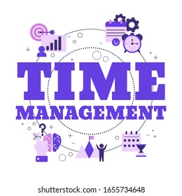 Time management concept with icons. Vector illustration.