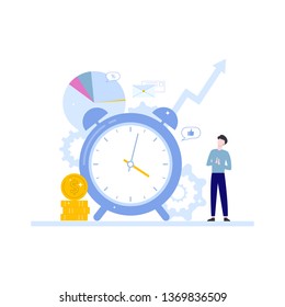 Time management concept. Idea of schedule and organization. Productive day and work optimization. Isolated flat vector illustration