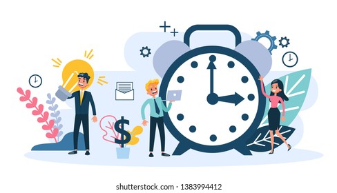 Time management concept. Idea of schedule and organization. Productive day and work optimization. Isolated flat vector illustration