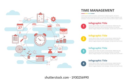 time management concept for infographic template banner with four point list information