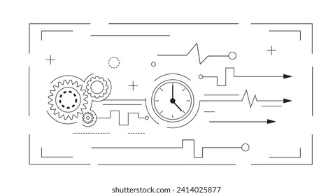 Time Management Concept Line Art Business und Erfolgskonzept Vektorgrafik