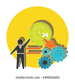 Time management concept on white background. Vector illustration. 