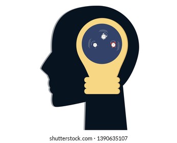 time management concept. Open minded man with alarm clock inside. Conceptual image .advertisement design 