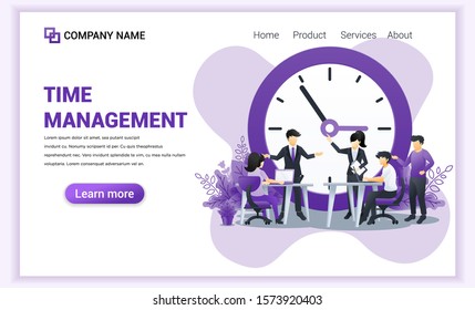 Time management concept with people planning a schedule.Business leadership, partnership, team work. Can use for web banner, infographics, landing page, web template. Flat vector illustration
