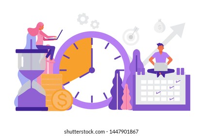 Time management concept planning. Business People character vector design.