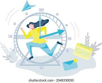 Time management concept. Time management planning and control for business efficient and profitable flat composition vector illustration. Every day time managment