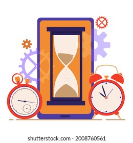 Time management concept. Planning and organisation work. Can use for banner, mobile app, landing page. Vector flat illustration isolated on a white background.