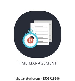 Time management concept planning, organization, working time. Flat vector illustration.