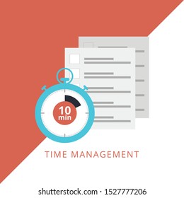Time management concept planning, organization, working time. Flat vector illustration. Concept of line icon