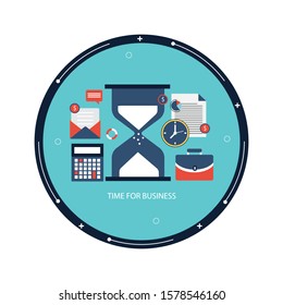 
Time management concept planning, organization, working time. Flat vector illustration.