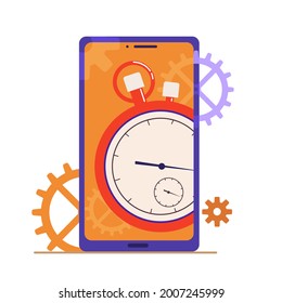 Time management concept. Planning and organization work. Can use for banner, mobile app, landing page. Vector flat illustration isolated on a white background.