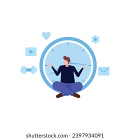 Time management concept planning, organization, working time. Time organization efficiency. Schedule job project team. Good business process. Time control plan technology. Vector illustration.