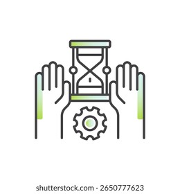 Conceito de gerenciamento de tempo com planejamento, programação, produtividade, definição de metas, priorização de tarefas, eficiência do trabalho, organização e foco na ilustração do logotipo do ícone de estrutura de tópicos de vetor