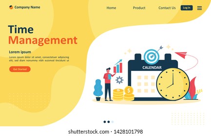Time Management concept planning, working time schedule, Suitable for web landing page, ui, mobile app, banner template. Vector Illustration