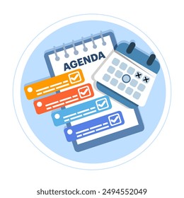 Time management concept with productivity schedule, Calendar, agenda, schedule planning. create a schedule using a calendar. Business and organization concept. background flat vector illustration.