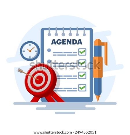 Time management concept with productivity schedule, Calendar, agenda, schedule planning. create a schedule using a calendar. Business and organization concept. background flat vector illustration.
