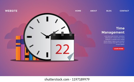 Time management concept. Ready to use vector illustration. Suitable for background, wallpaper, landing page, web, banner, card and other creative work.