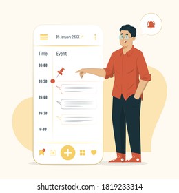Time management concept schedule illustration for banner, poster, website, etc.