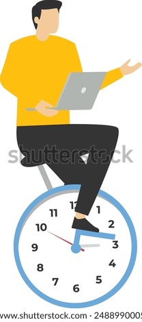 Time management, the concept of speed and urgency, set to finish the project within deadline, productivity or efficiency to get the job done, smart businessman working hours driving the laptop compute