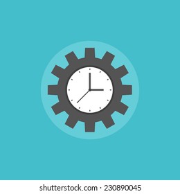 Time management concept symbolizing productive work and success business organization process. Flat icon modern design style vector illustration concept.