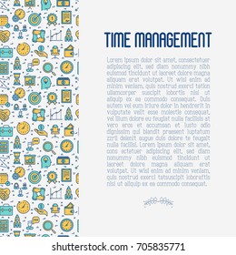 Time management concept with thin line icons. Development of business process. Vector illustration for banner, web page, print media.