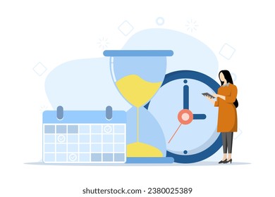 time management concept with tiny people. honesty, responsibility. abstract vector illustration of personal and professional skills. Personnel training, employee coaching metaphor.