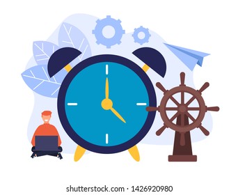 Time management concept. Vector flat cartoon graphic design isolated illustration
