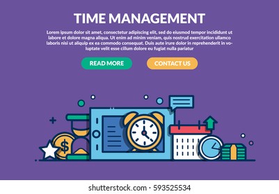 Time Management Concept for web page. Vector illustration