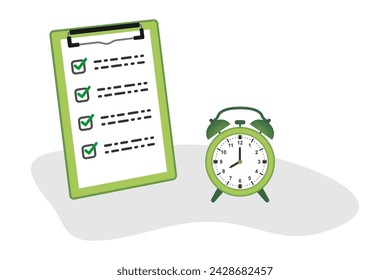 Time management concept. working time. efficiency. job Schedule. Time control plan. finishing all job or task on time. Vector illustration isolated on white background.