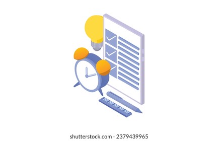 Los conceptos de gestión del tiempo se pueden utilizar para banners web infográficos.sobre fondo blanco.Diseño 3D.diseño vectorial isométrico Ilustración.