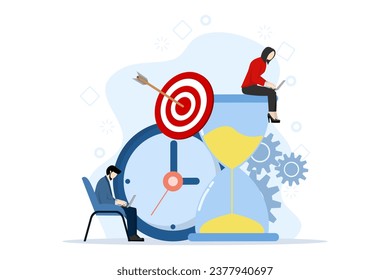Time management concepts regarding schedules, deadlines, planners, planning and organizing, time discipline, time management in business. effective time planning. flat vector illustration.