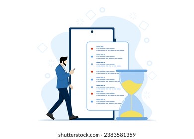 Conceptos de gestión del tiempo relativos a horarios, plazos, planificadores, planificación y organización, programación de citas en un calendario, marcación de tareas en una lista y organización del flujo de trabajo de la oficina.