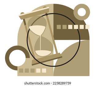 Time Management conceptual geometric illustration - hourglass metaphor 