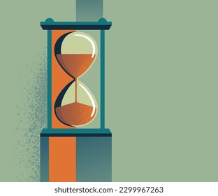 Time Management conceptual grungy and geometric illustration with hourglass