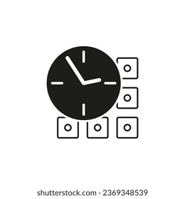 Zeitmanagement und Kontrolle der Glyphe Symbol. Vektorgrafik. EPS10.