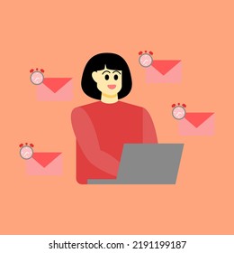 Time management to control target productivity in Business. Illustration of managing time or schedule work responsibilities
