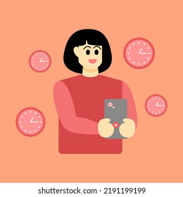 Time management to control target productivity in Business. Illustration of managing time or schedule work responsibilities