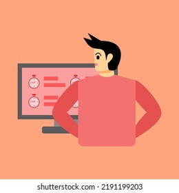 Time management to control target productivity in Business. Illustration of managing time or schedule work responsibilities
