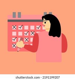 Administración de tiempo para controlar la productividad de destino en el negocio. Ilustración de la gestión de las responsabilidades de trabajo relativas al tiempo o al calendario