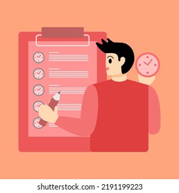 Time management to control target productivity in Business. Illustration of managing time or schedule work responsibilities
