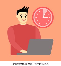 Administración de tiempo para controlar la productividad de destino en el negocio. Ilustración de la gestión de las responsabilidades de trabajo relativas al tiempo o al calendario