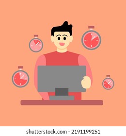 Administración de tiempo para controlar la productividad de destino en el negocio. Ilustración de la gestión de las responsabilidades de trabajo relativas al tiempo o al calendario
