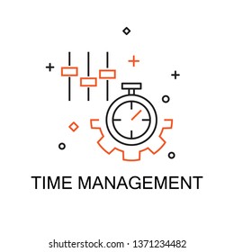 Time Management. Creative Idea Concept. Moden Flat thin line icon designed vector illustration.Editable Stroke.